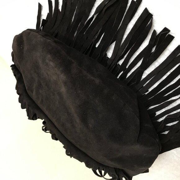 J.J. Winters Fringe Suede Black Boho Hippie Crossbody Shoulder Bag Braided Strap - Picture 6 of 14